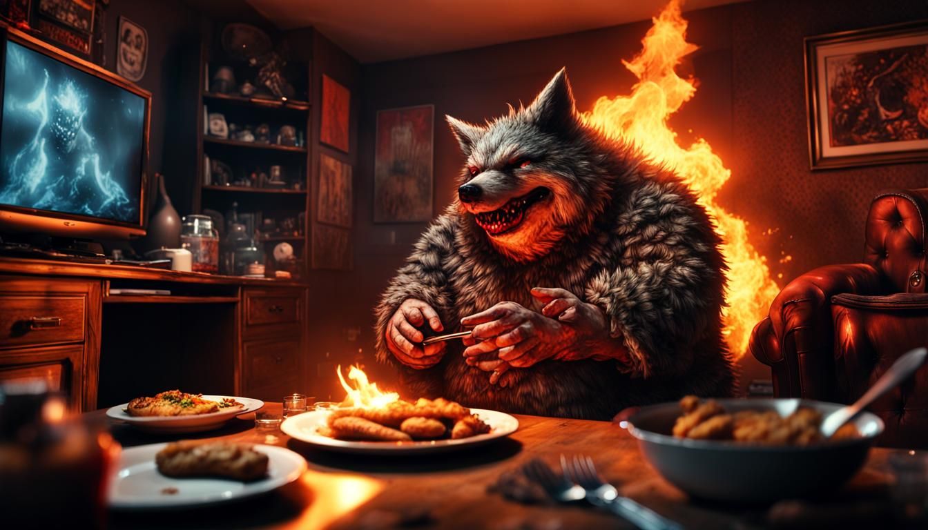 Creepy Overweight Gamer Burning in Furry Suit