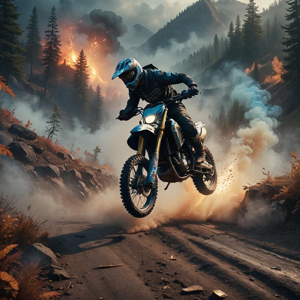 Dirtbike Burnout on Mystical Mountain Road