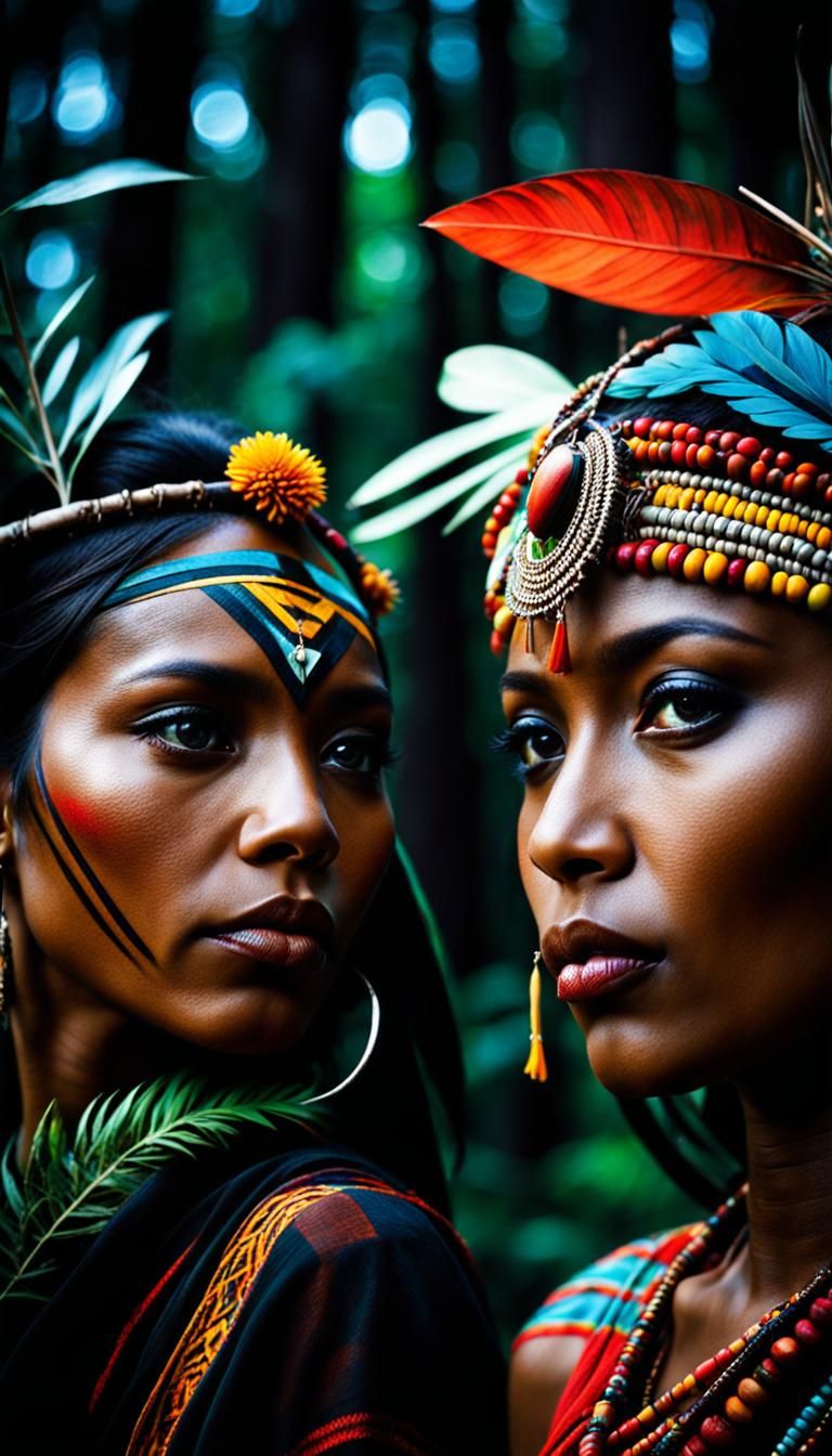 Tribal Woman Portrait in Chiaroscuro Style