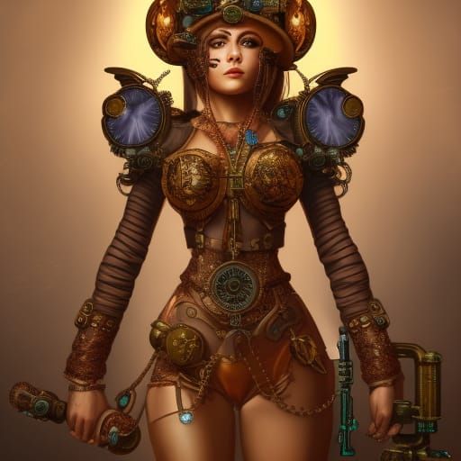 Goddess of Steampunk: Detailed Fantasy Art