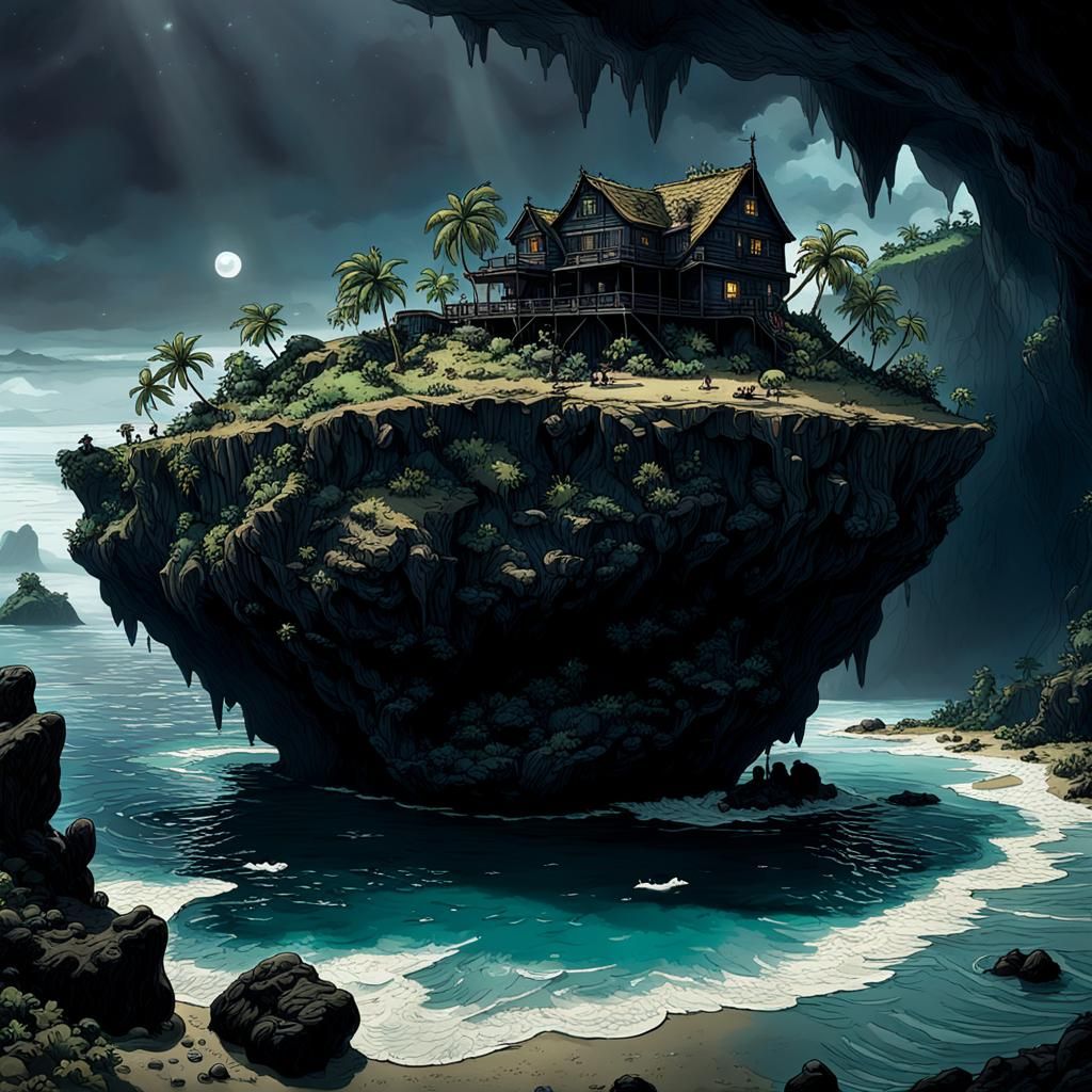 Cursed Black Pearl Island in the Pacific