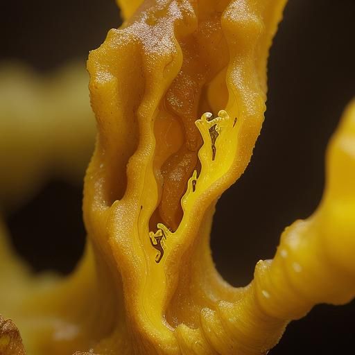 Bright Yellow Slime Mold Macro Shot with Bokeh