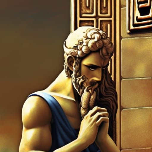 Greek Statue Praying: Anime-Inspired Digital Art