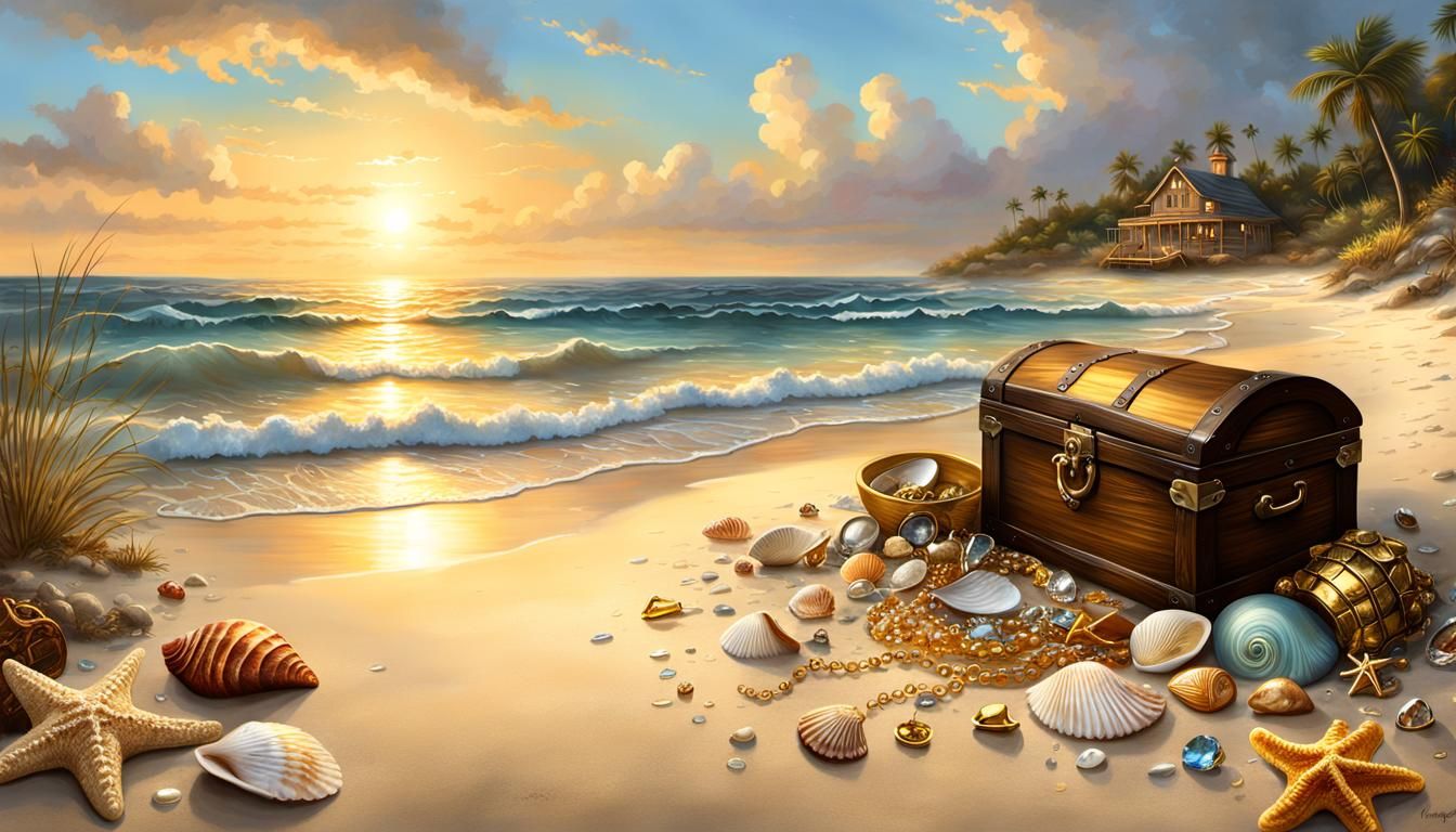 Beach Treasures in Warm Cinematic Light