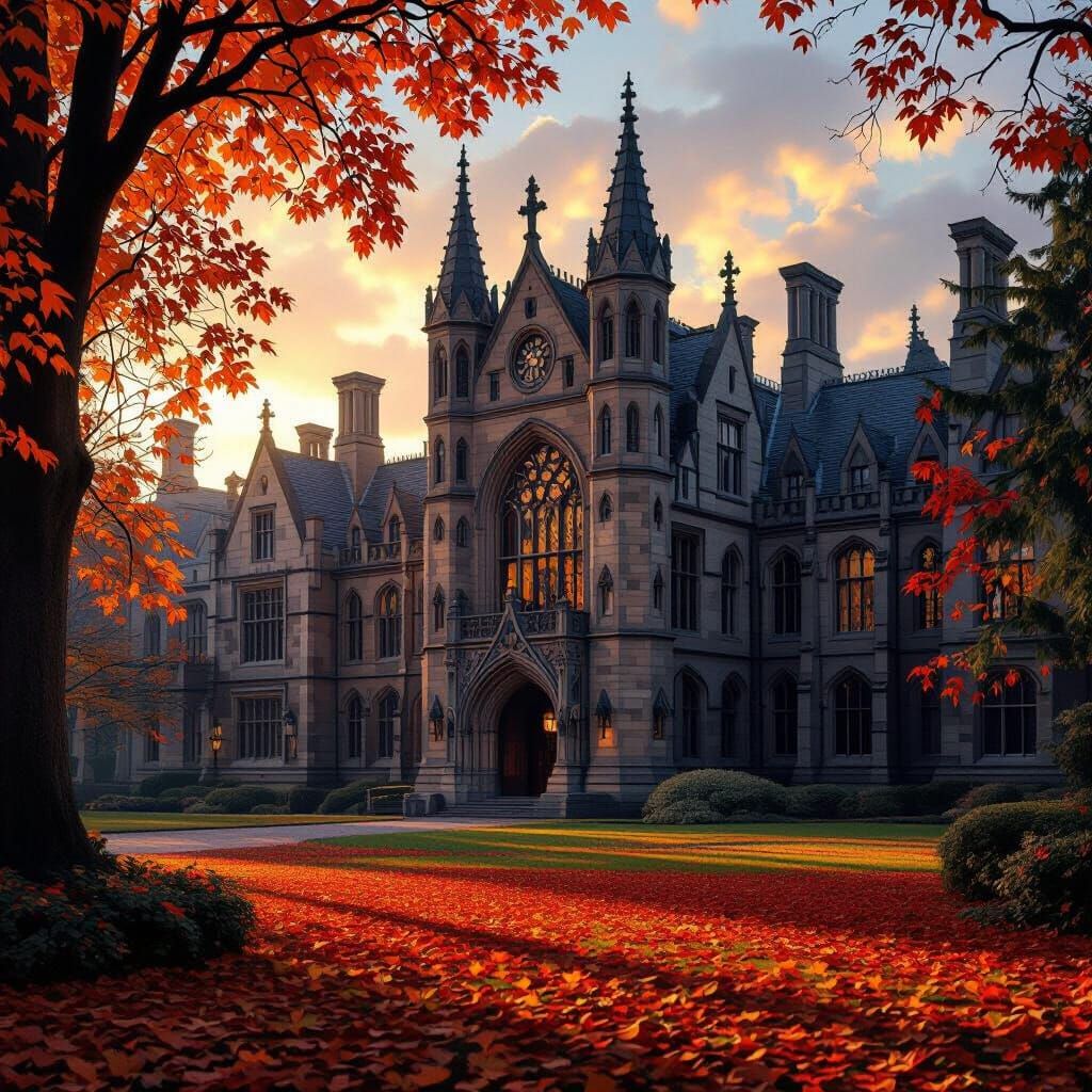 Gothic UK University in Golden Hour Light