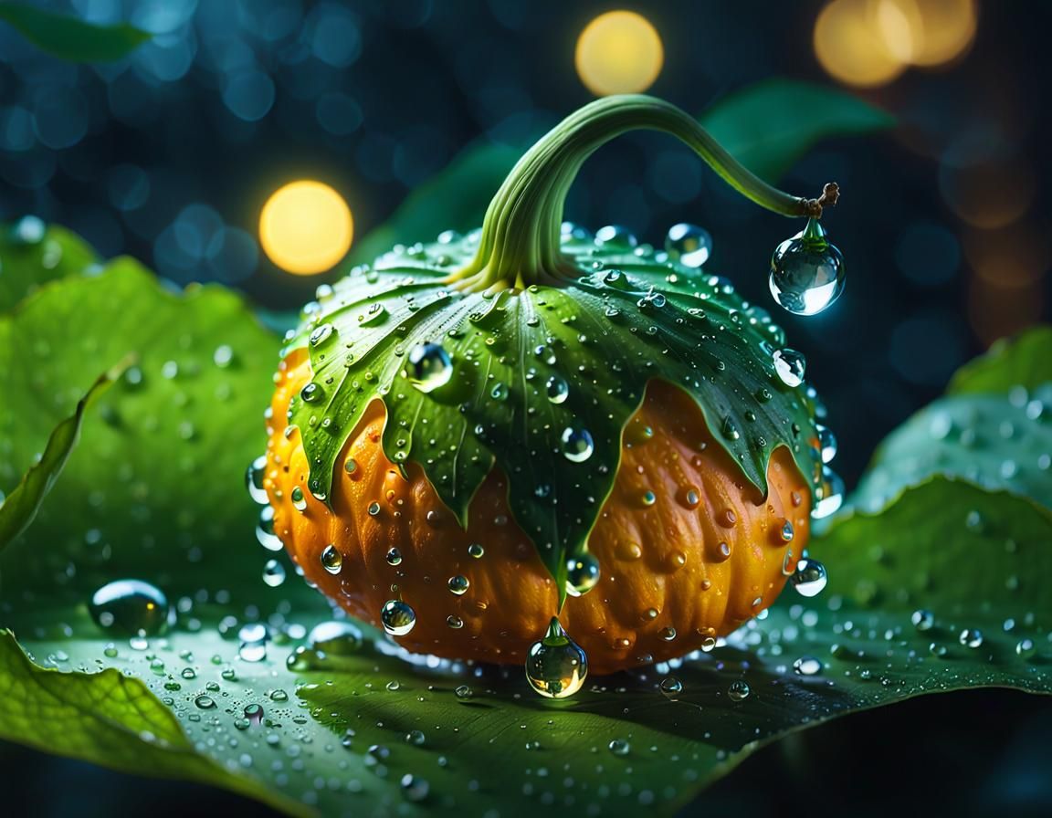 Glowing Gourd Macro Shot: 3D Digital Art