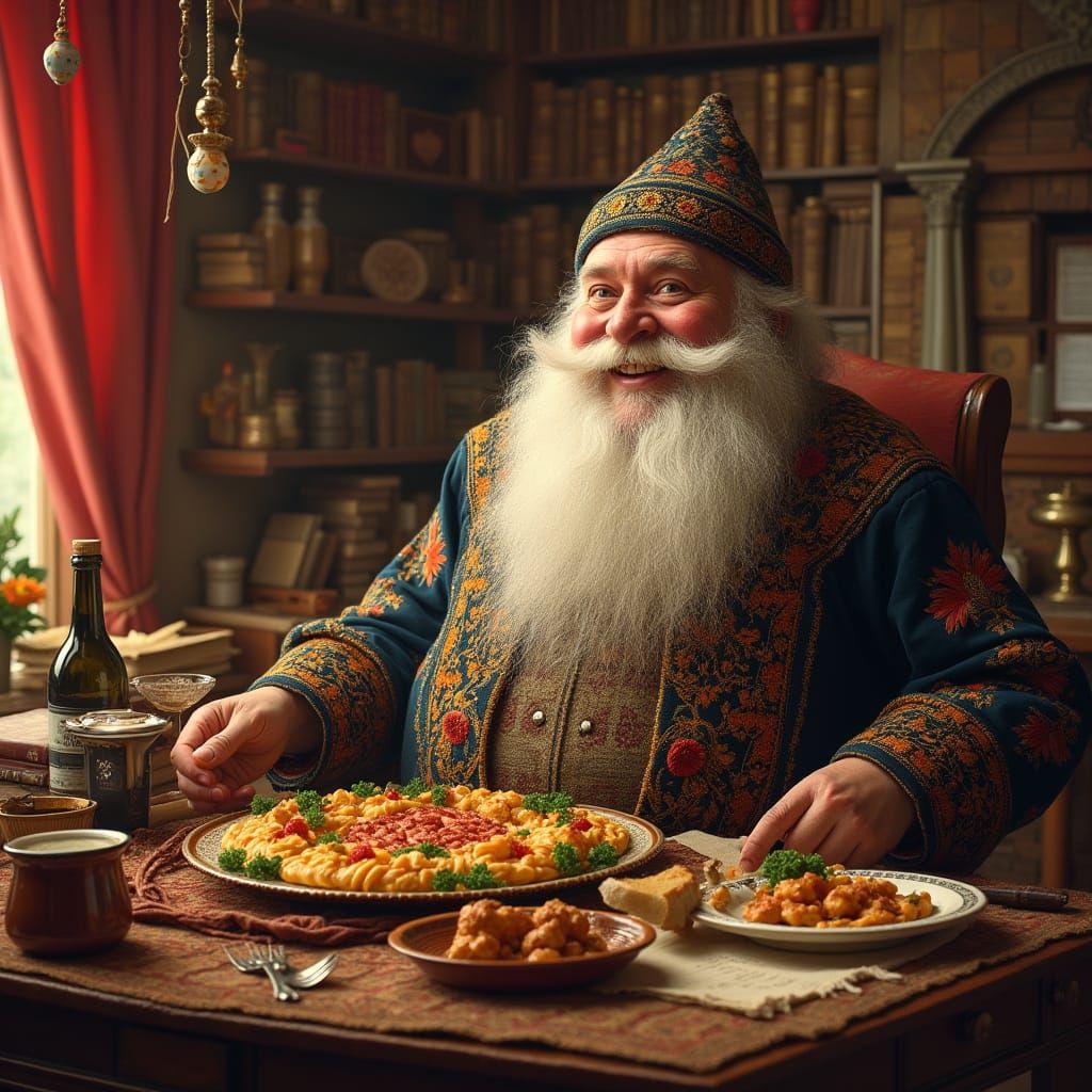 A Joyful Rebbe Embodies Tradition and Abundance in Whimsical...