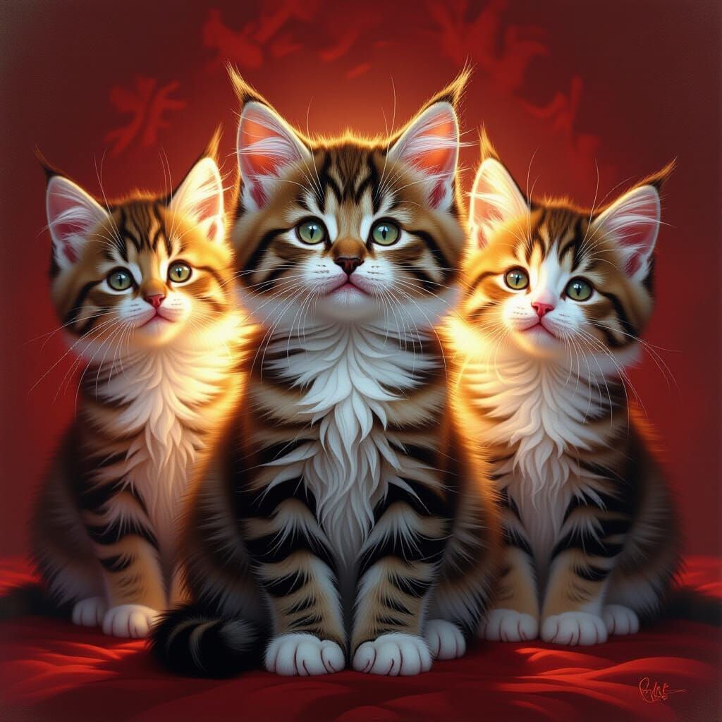 Giant Cute Kittens in Opulent Style