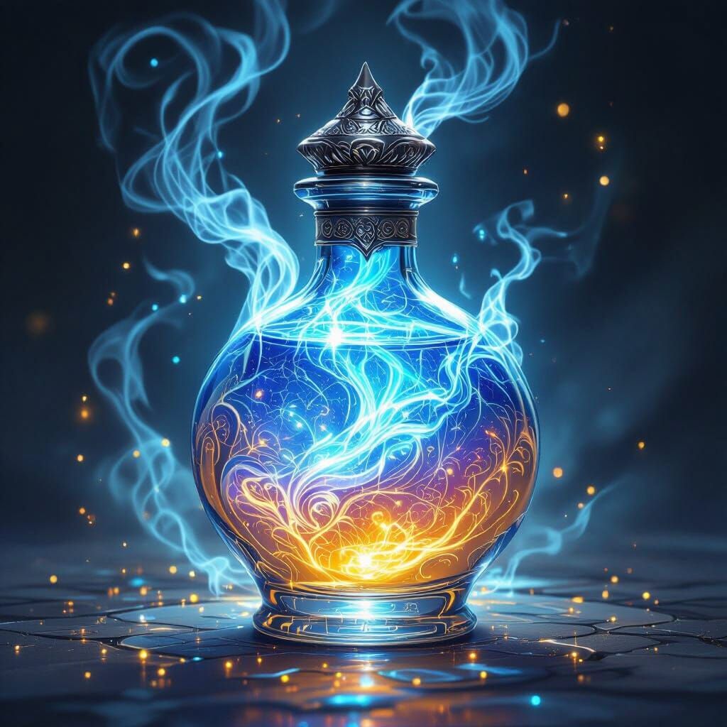 Ethereal Blue Potion of Truth in Antique Vial