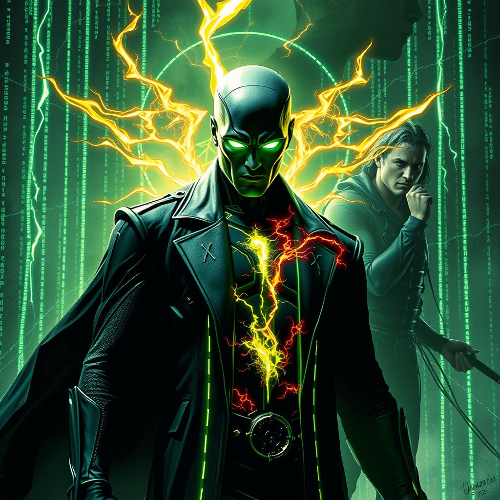 Futuristic Godlike Figure in a Matrix Style