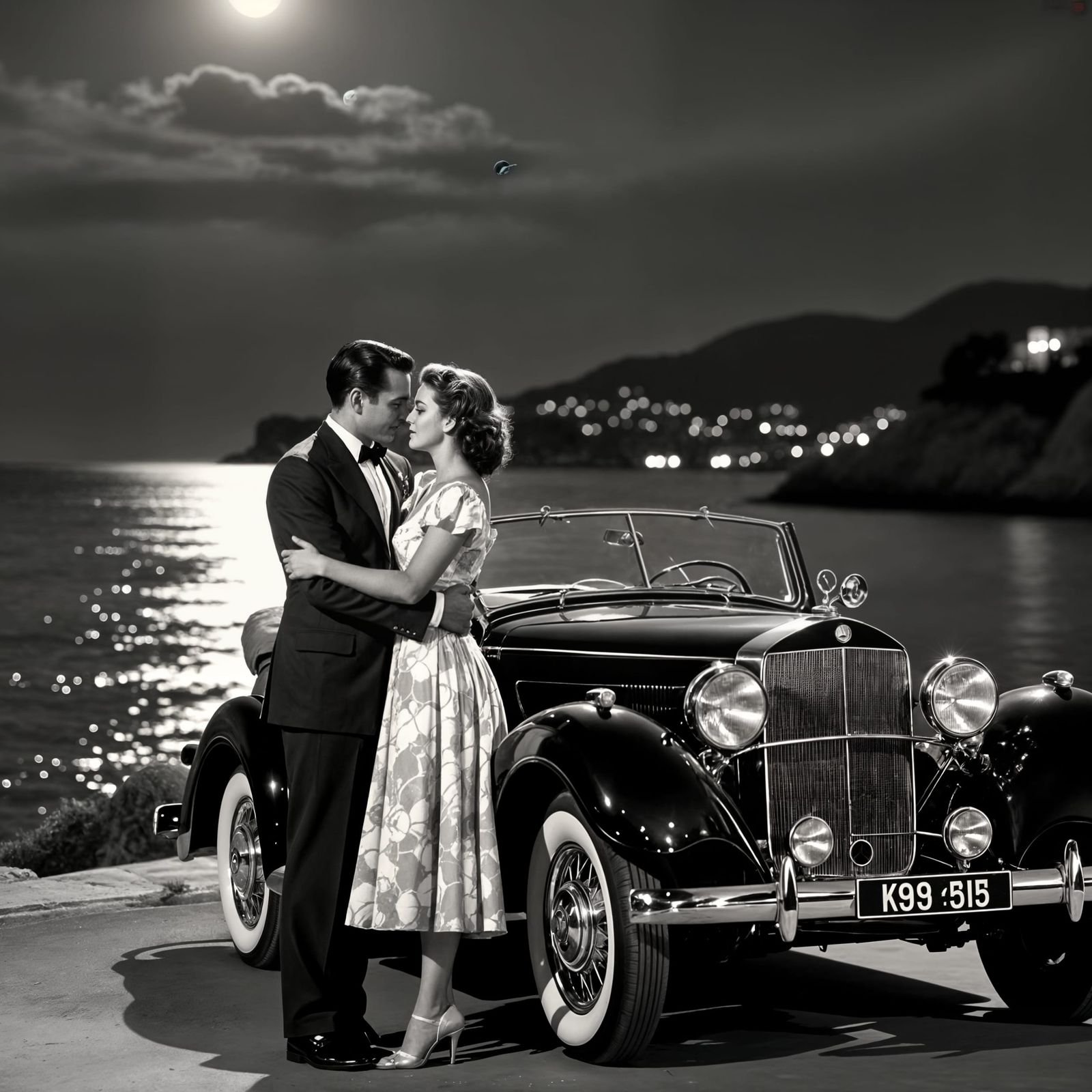 Nostalgic 1940s Film Still on the Cote d'Azur