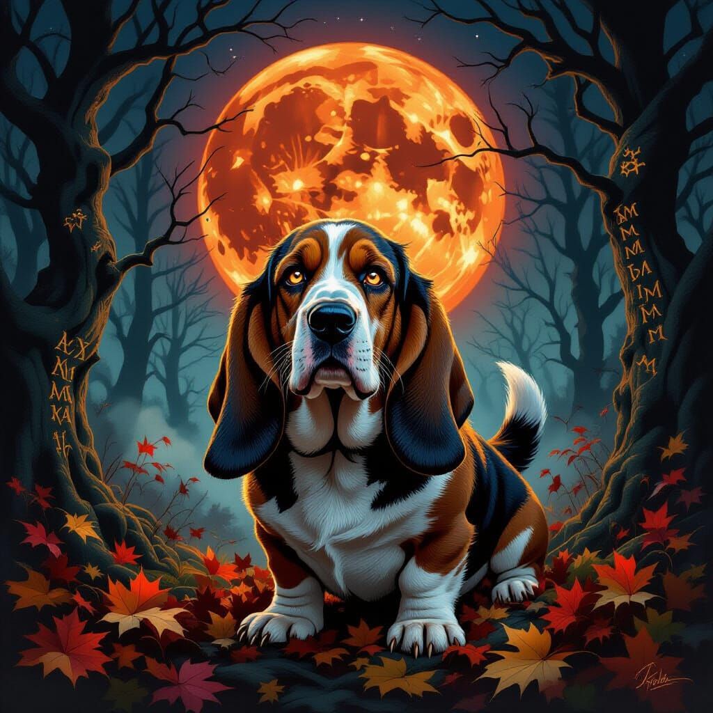 Were-Hound Transformation Under Blood Moon