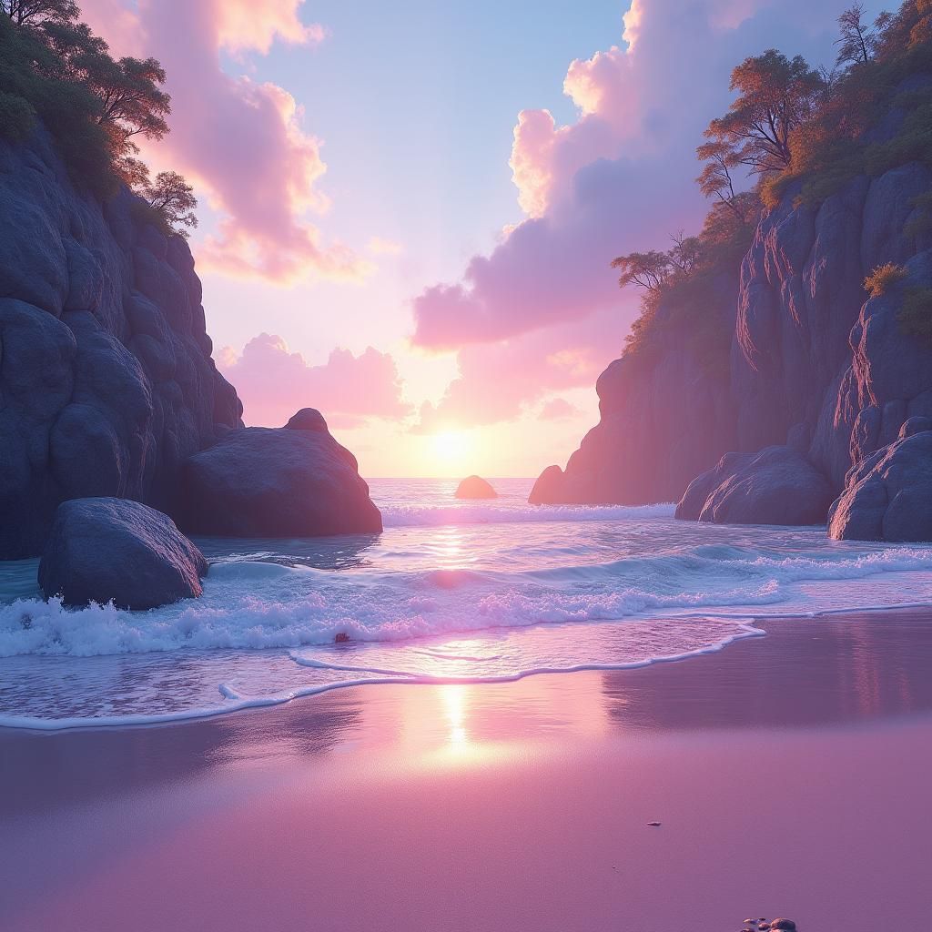 Dreamlike Beachscape in Matte Painting Style