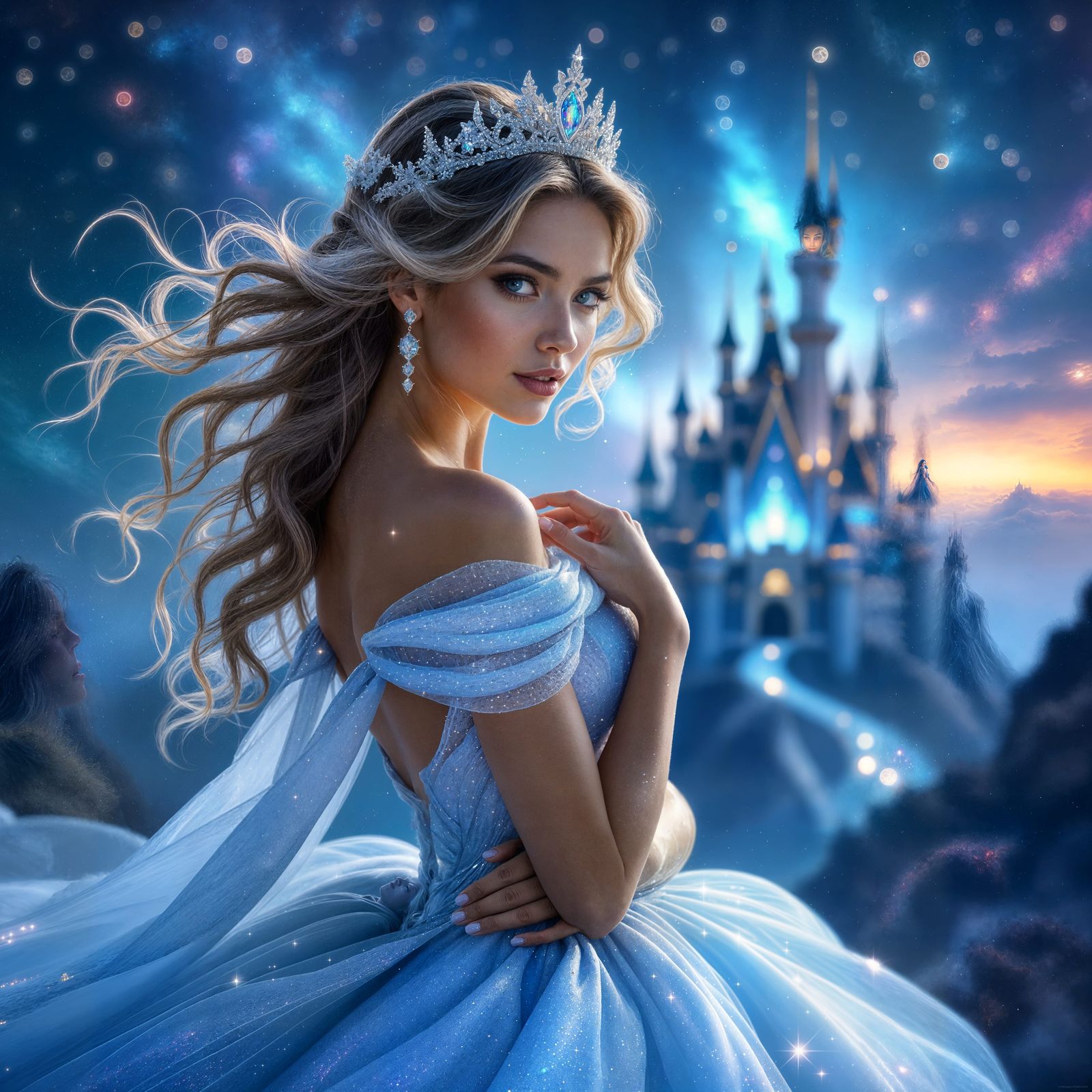 Majestic Stardust Princess in Sci-Fi Landscape