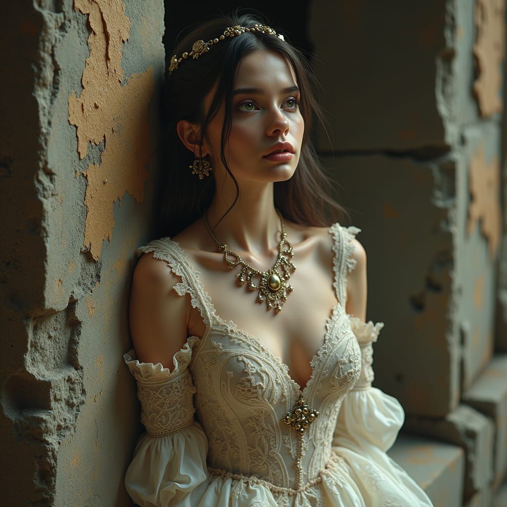 Vampire in Crypt, Digital Painting Inspired by Alphonse Much...