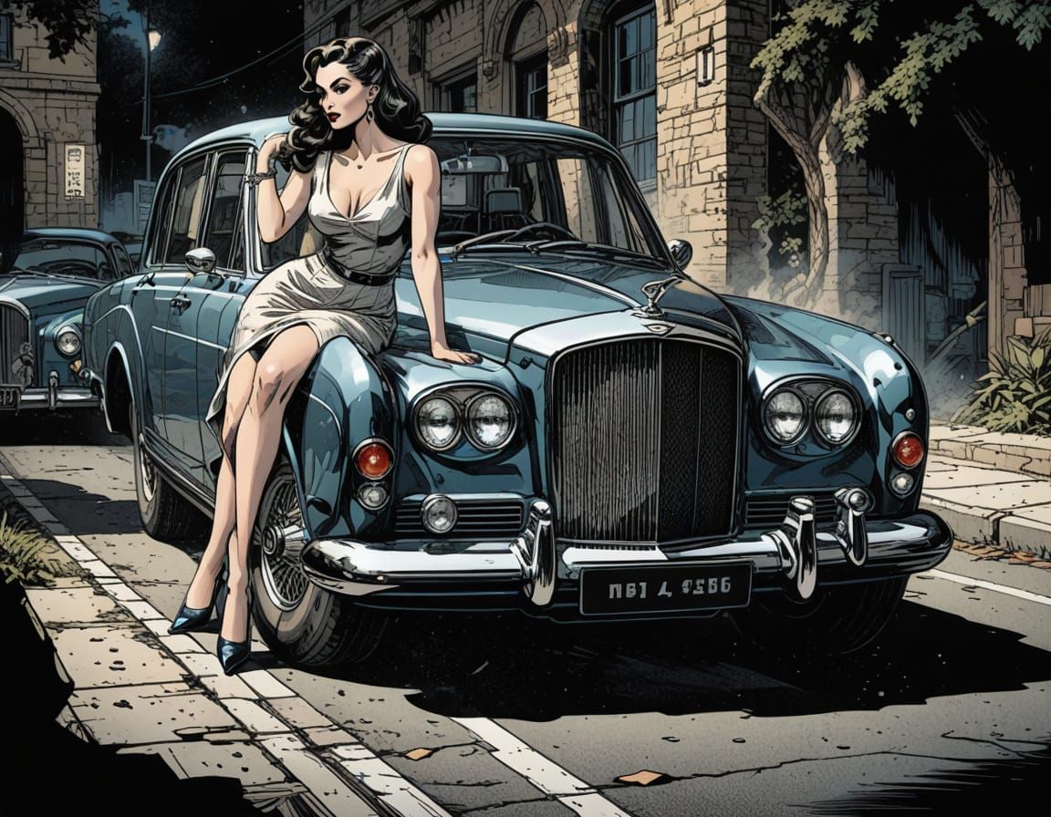 Elegant Pinup on a Sleek 1963 Bentley S3 Continental Flying ...