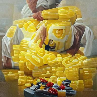 Lego Bricks in Oil Painting Style