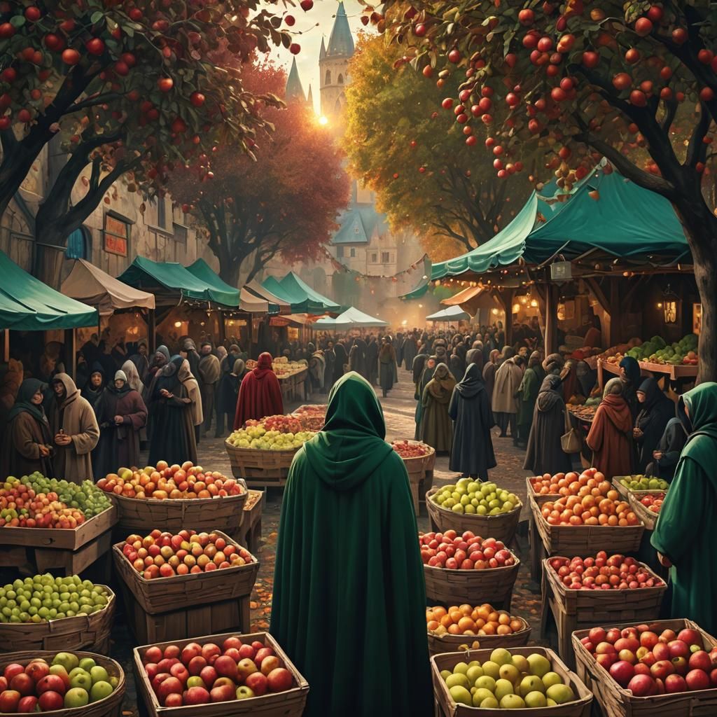 Medieval Apple Festival: Dark Fantasy Art