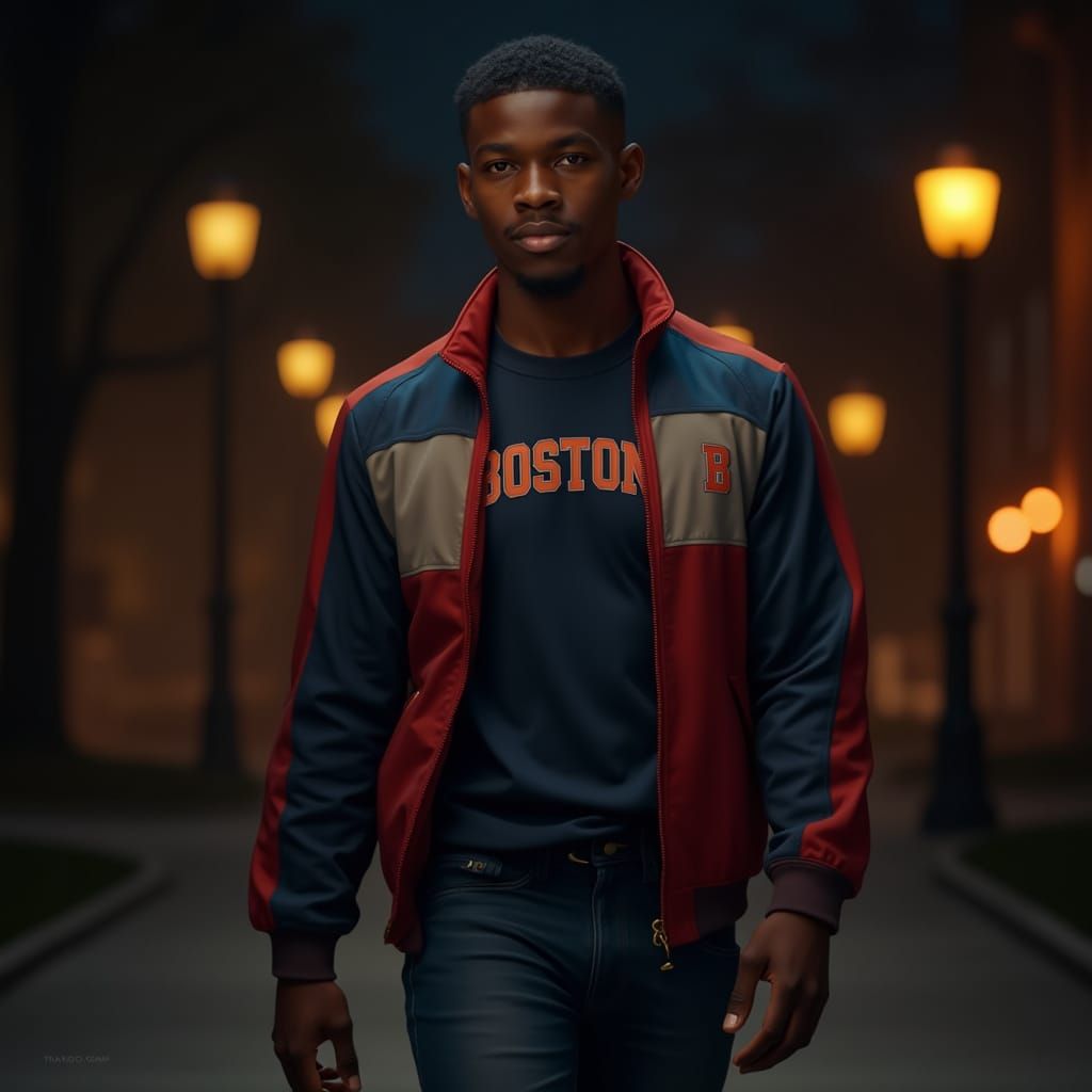 Young African American Man Walking Through Boston University...
