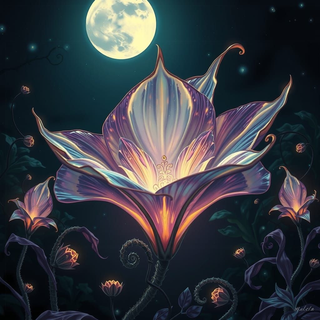 Mystical Glowing Flower in Dark Fantasy Style