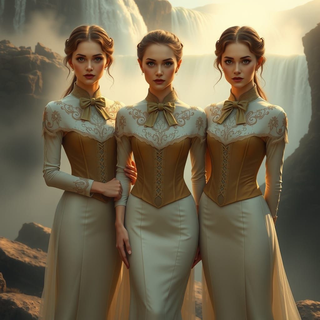 Ethereal Queens of Niagara Falls in Whimsical, Art Nouveau-I...