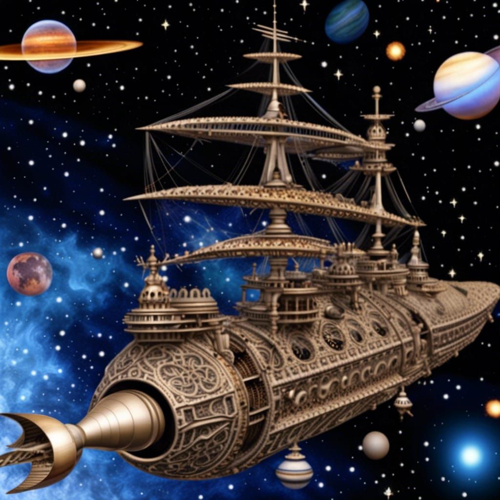 Pirate Ship Spaceship Fantasy in Space