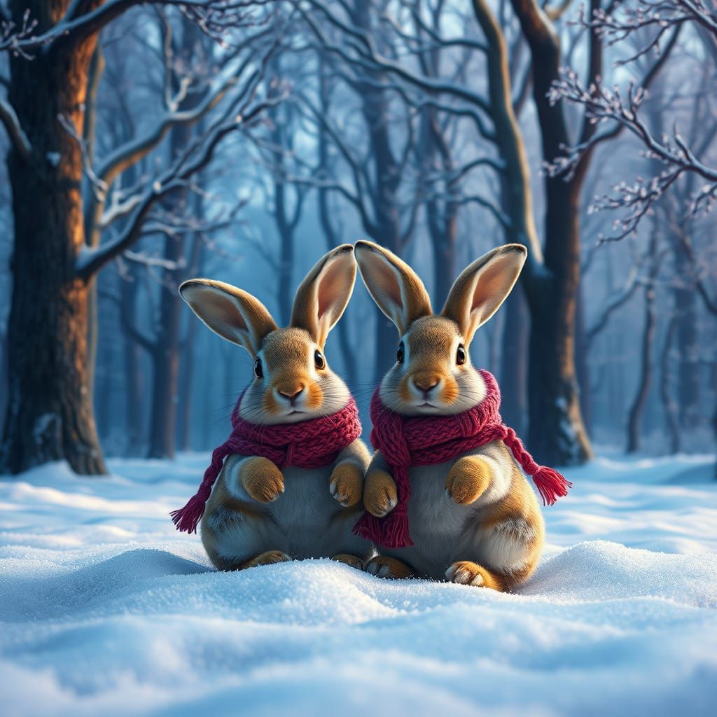 Surreal Winter Wonderland Scene in Detailed Matte Painting S...