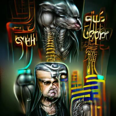 Egyptian Gods in Cyberpunk Giger Illustration