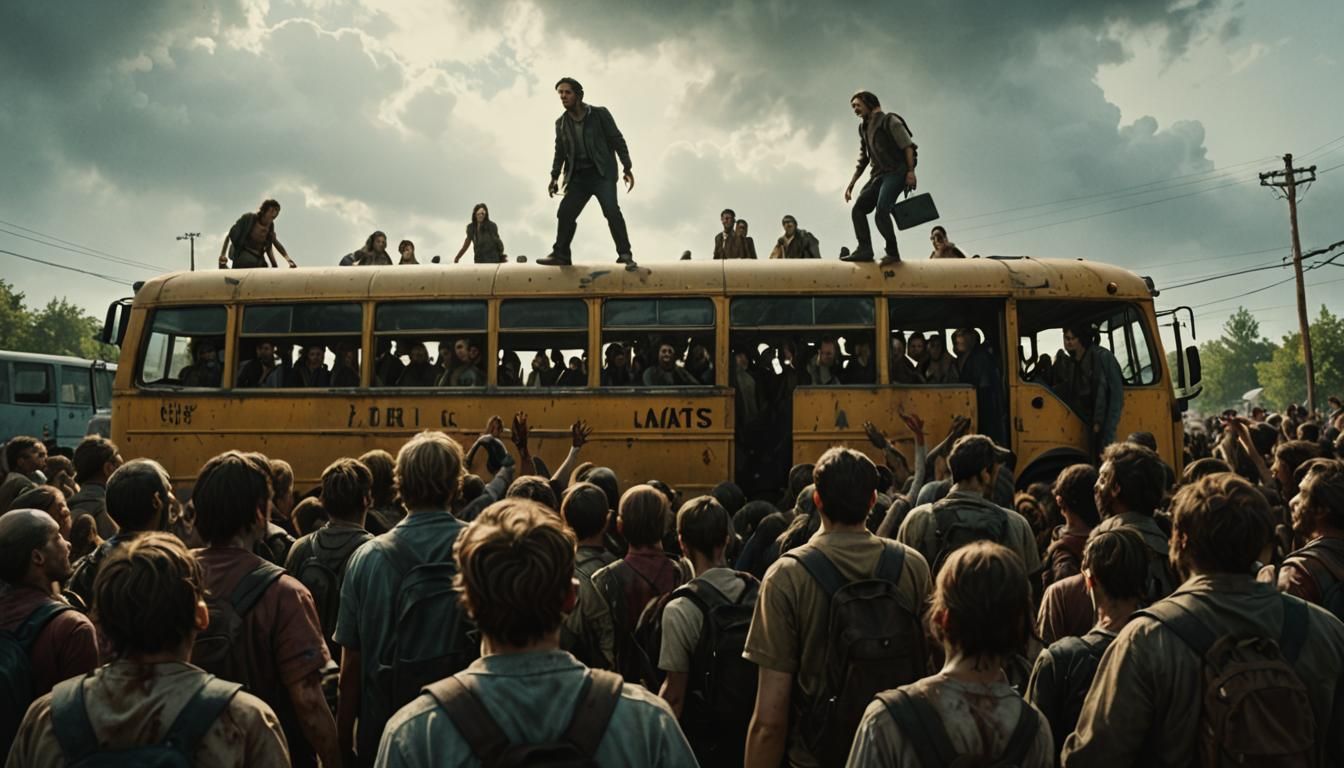 Apocalyptic Survivors Escape Zombie Horde on Bus