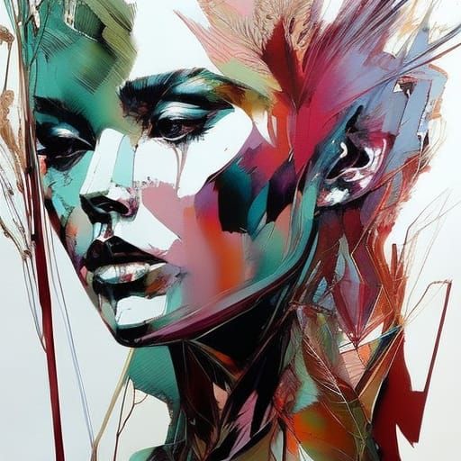 Detailed Girl Portrait in Abstract Expressionist Style