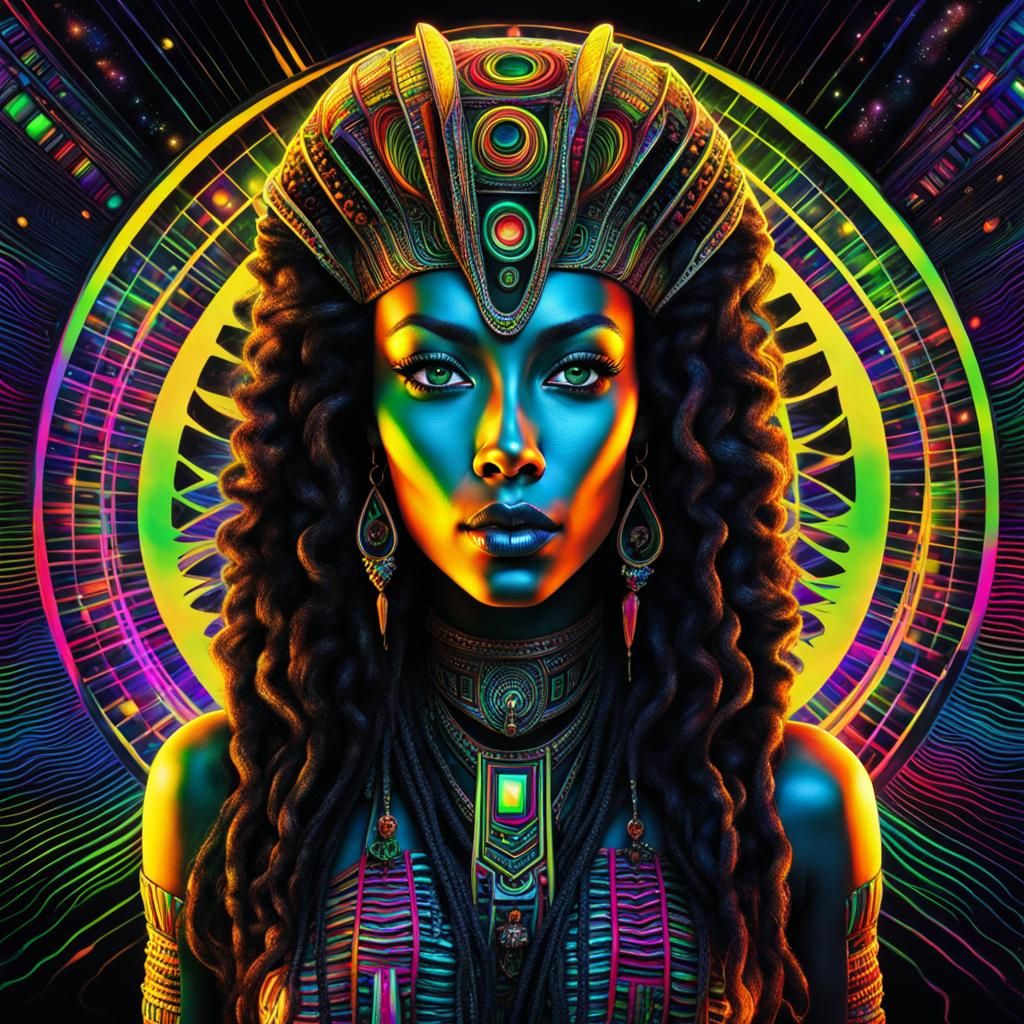 Cosmic Goddess with Galaxy Body in Digital Art