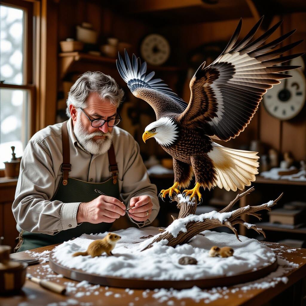 Taxidermist at Work in Cozy Vintage Studio