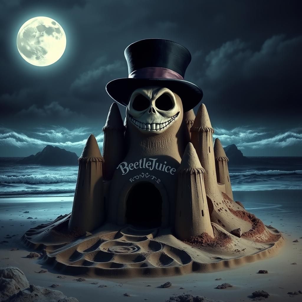 Sandcastle Beetlejuice with Gothic Features