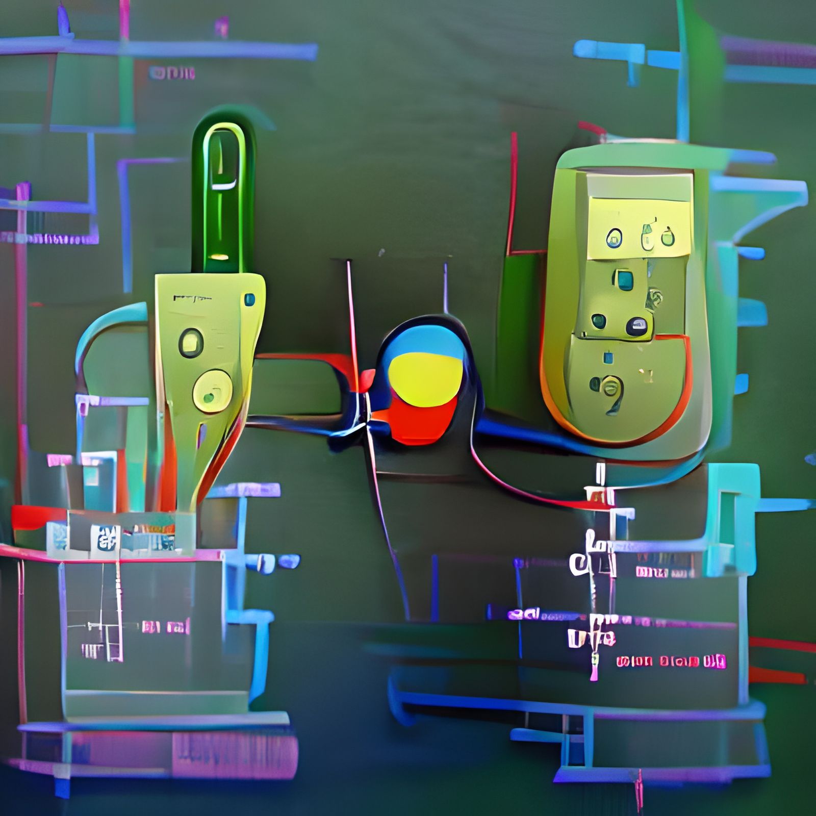 Colorful Minimalist Solarized Circuit Technical Drawing