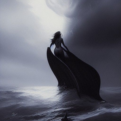 Sinister Mermaid Silhouette Creates a Storm