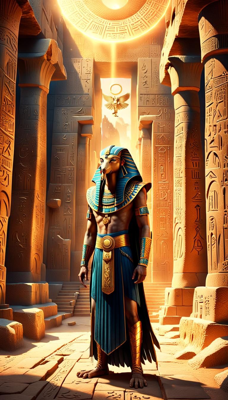 Thoth in Mystical Egyptian Temple, Matte Painting