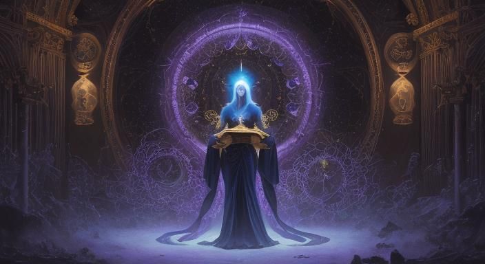 Mystical Woman in Surreal Celestial Dreamscape