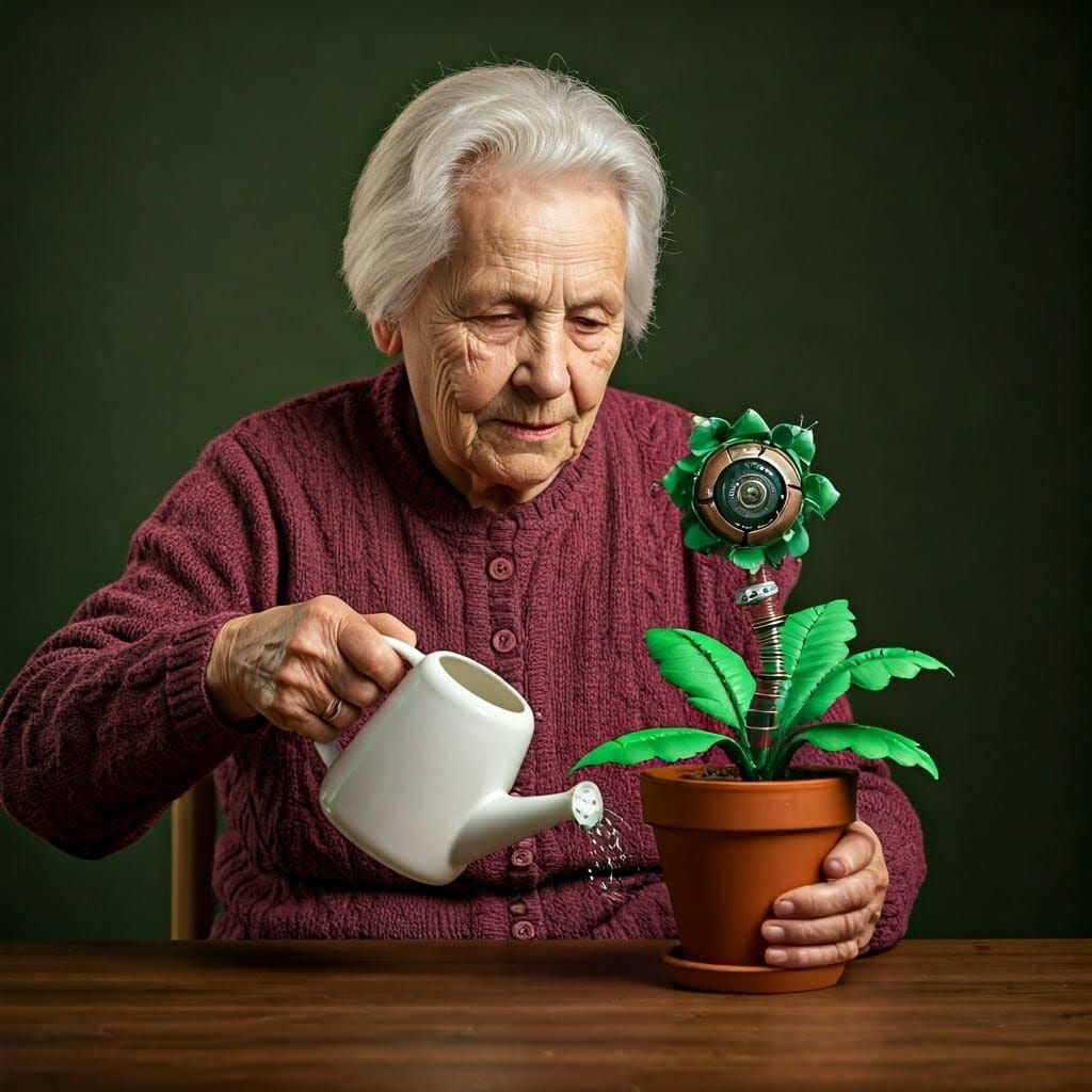 Gentle Gardener Tends to Mysterious Mechanical Bloom