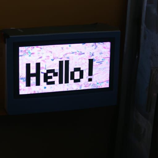 Cyberpunk Computer Monitor Displaying Hello World