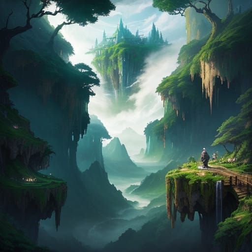 Majestic Floating Islands in Ethereal Whimsy