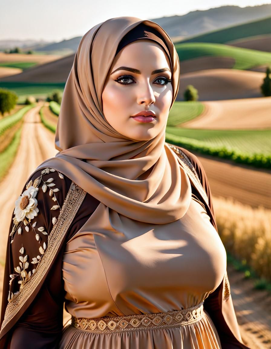 Psychedelic Middle Eastern Woman in Countryside