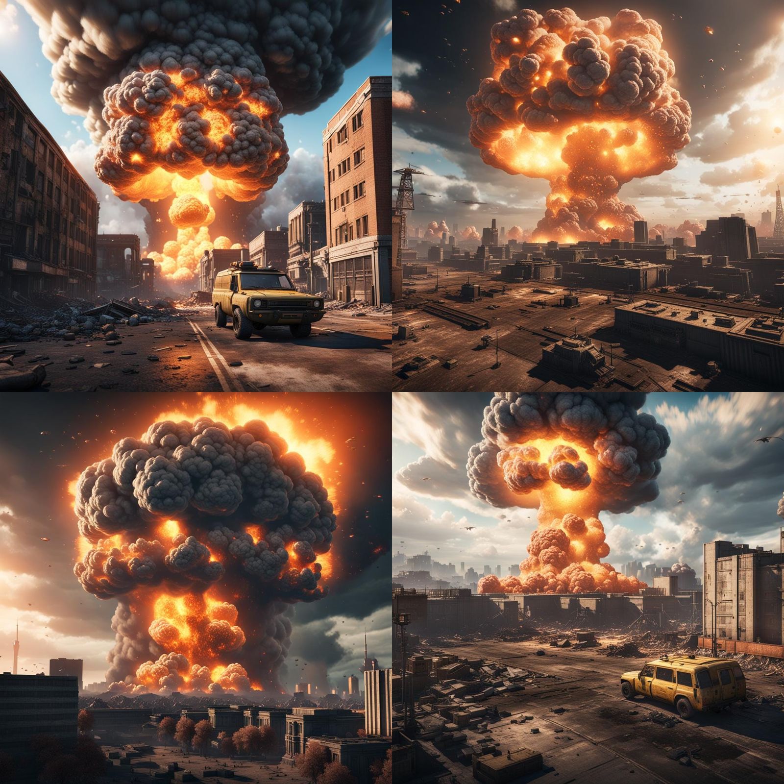 Nuclear Explosion in 3D Game Cinematic Style