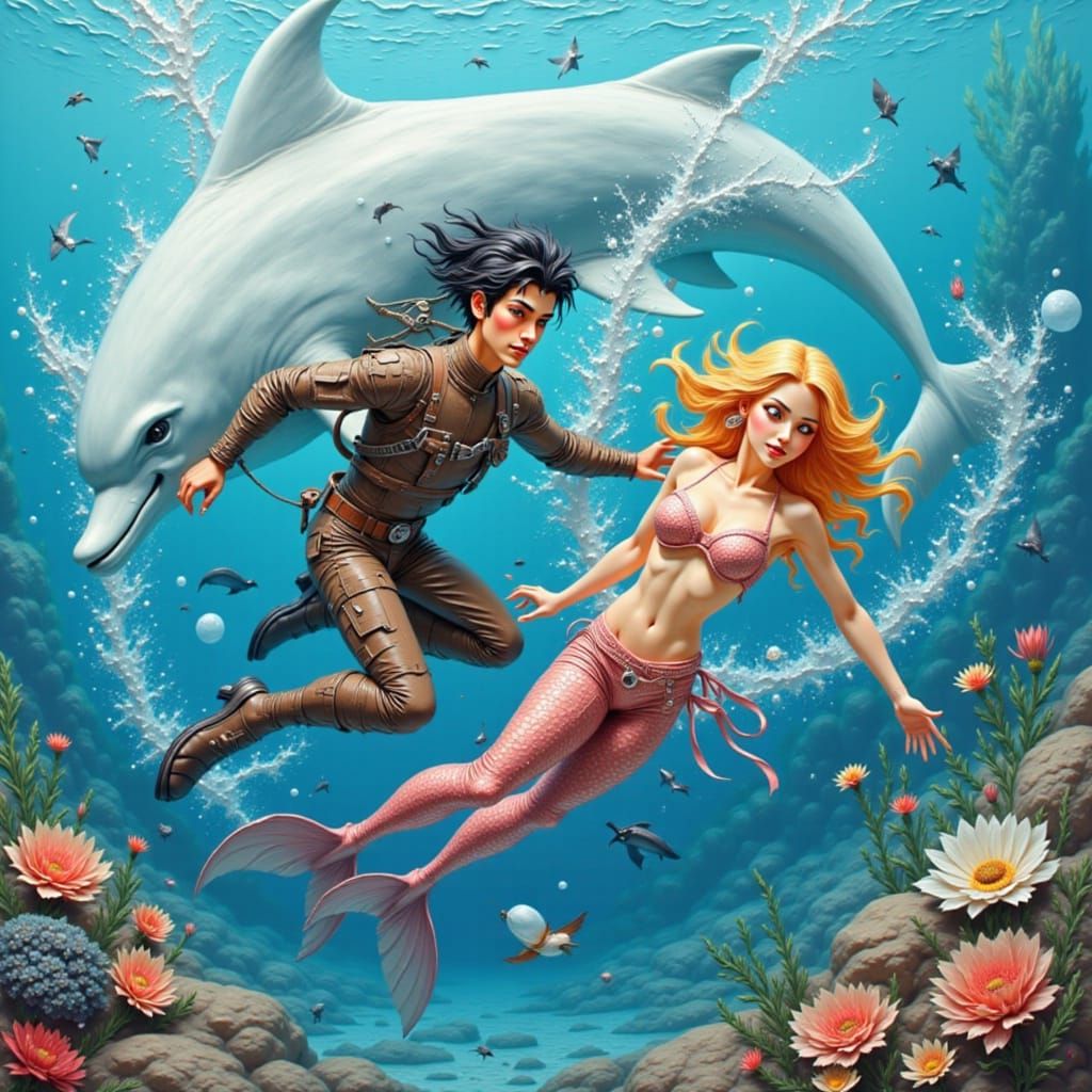 Re-imagined Anime and Manga hero 1965 Marine Boy, wearing hi...