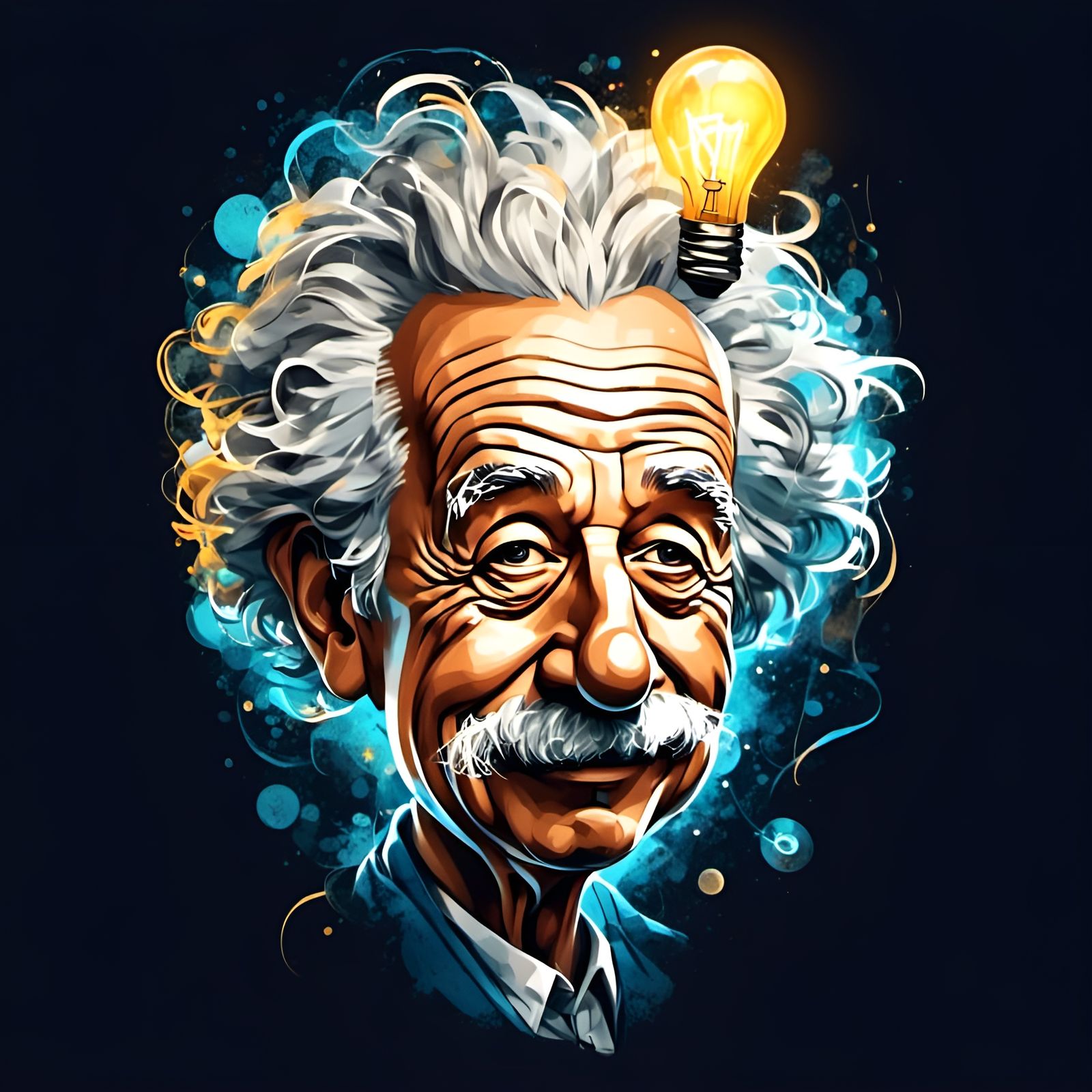 Einstein's Cartoon Portrait with E=mc² Formula