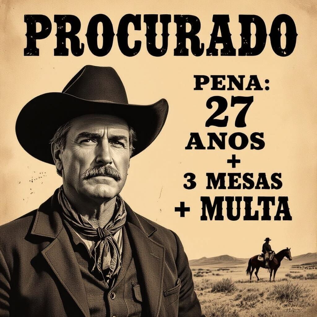 Vintage Western Wanted Poster with Realistic Portrait