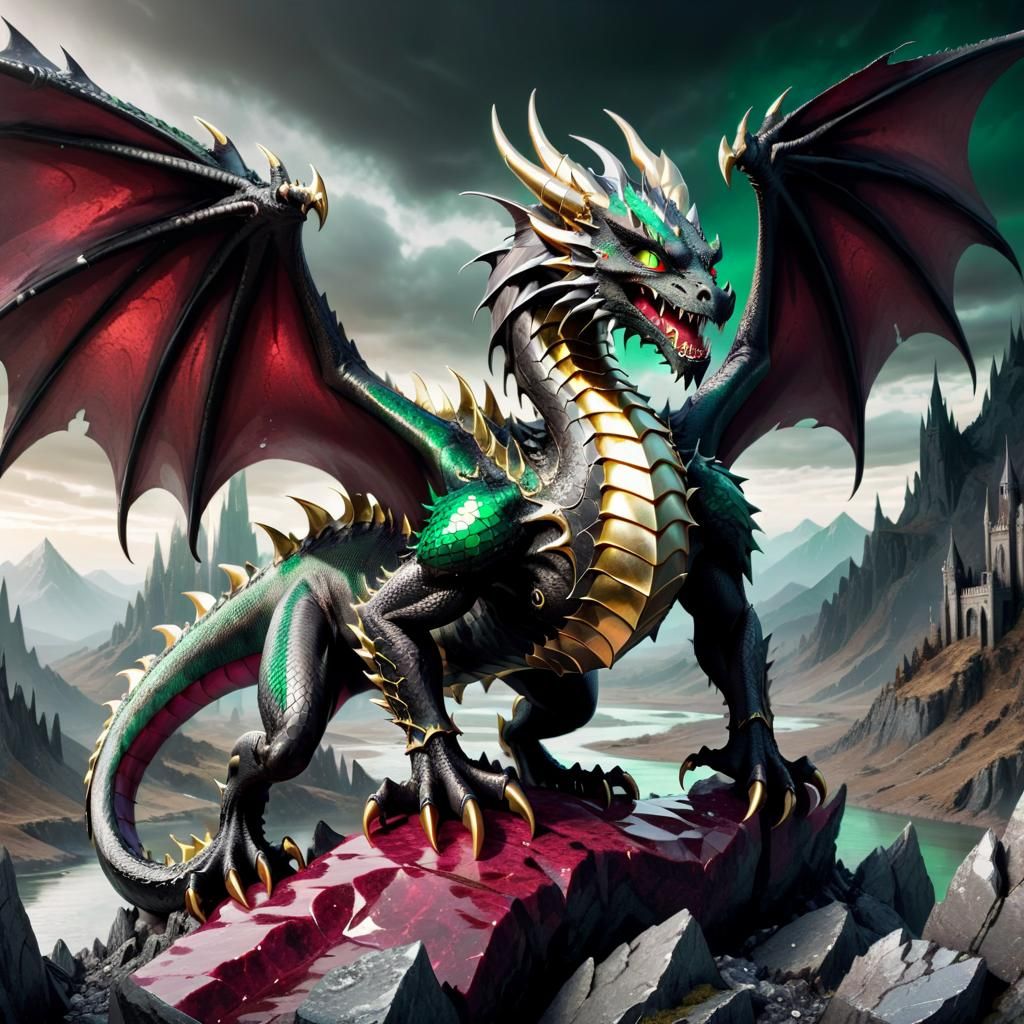 Dragon with Emerald Eyes and Chaotic Wings