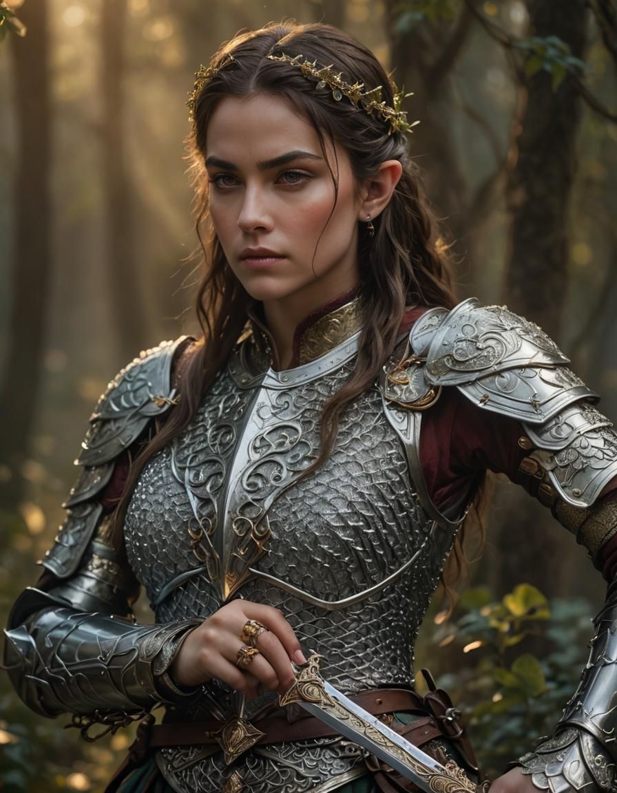 Elven Knight Portrait in Golden Hour Lighting