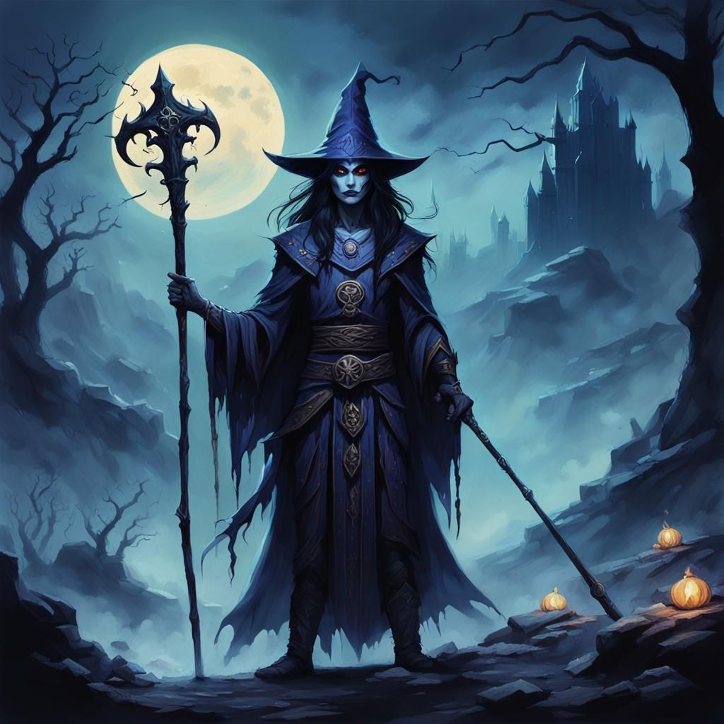 Elven Sorcerer in Shadowfell, Dark Fantasy Art