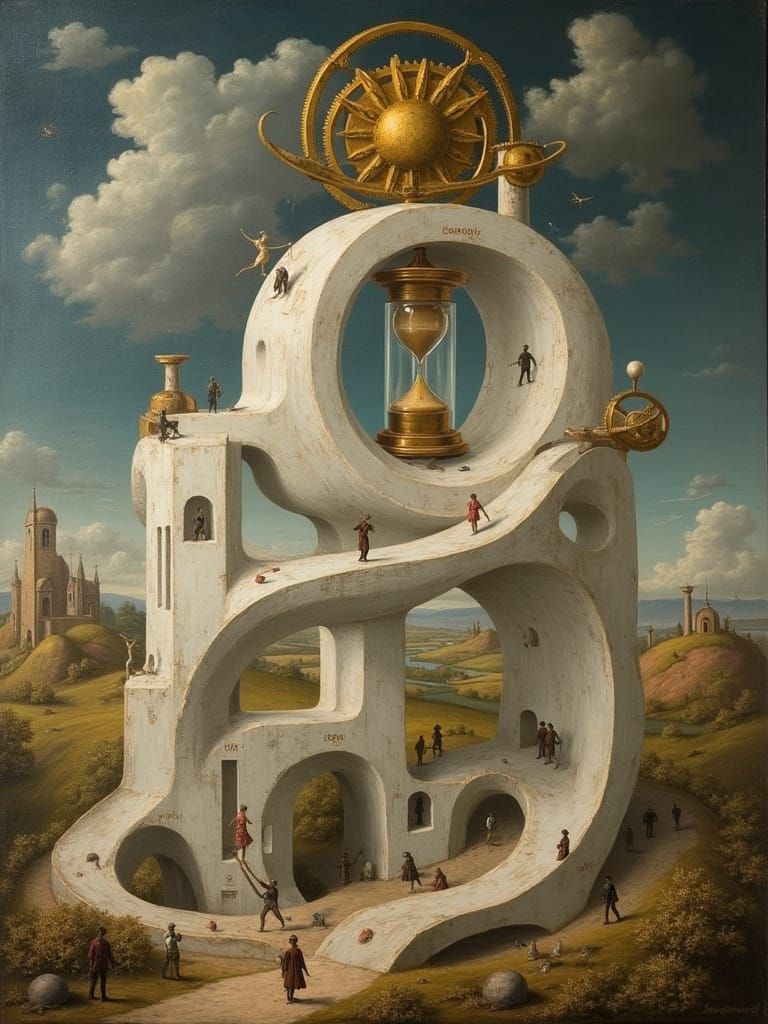 Surreal Escher Structure with Bosch-Inspired Gears and Time ...