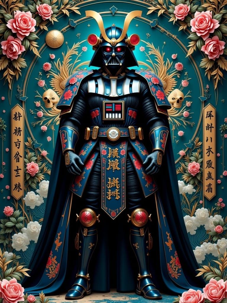 Darth Vader as Samurai in Ukiyo-e Style